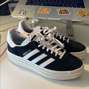 Adidas Gazelle Women's Black White Sneakers platform size 9.5